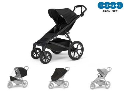 Thule Urban Glide 4-wheel Black + madlo + pláštěnka + moskytiéra + DOPRAVA ZDARMA