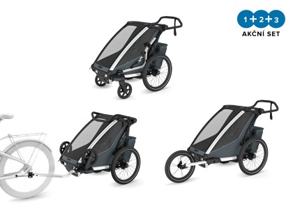 Náhled produktu - Thule Chariot Cross 2 G3 SINGLE Dark Slate + bike set + kočárkový set + běžecký set
