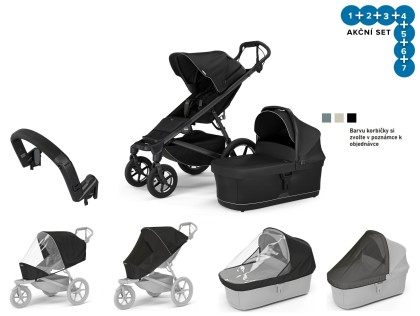 Thule Urban Glide 4 Black + korba + pláštěnka + moskytiéra + madlo + pláštěnka korba + moskyt. korba + DOPRAVA ZDARMA