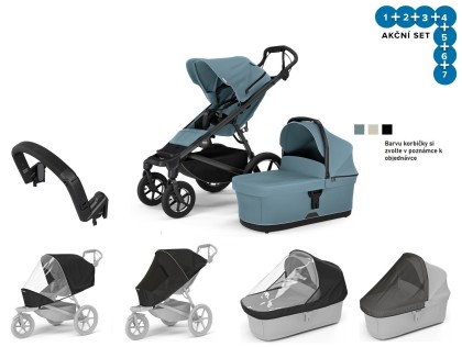 Náhled produktu - Thule Urban Glide 4 Mid-Blue + korba + pláštěnka + moskytiéra + madlo + plášt. korba + moskyt. korba